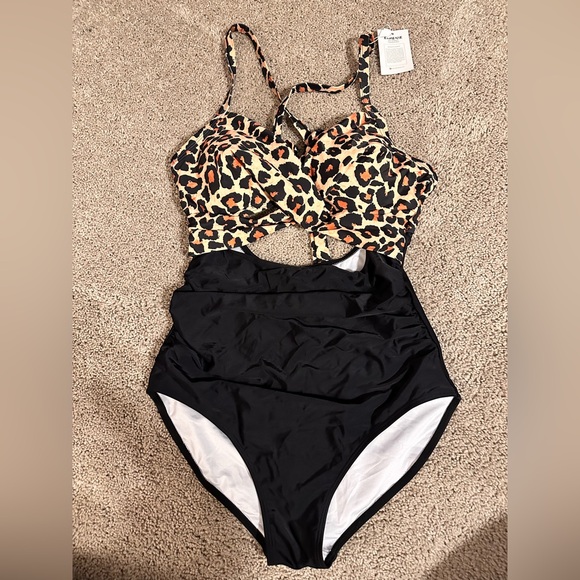 Eomenie Other - Leopard Print Cutout Swimsuit
